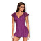 Сорочка з мереживними рукавами і стрінги Obsessive Moketta фіолетовий, L/XL