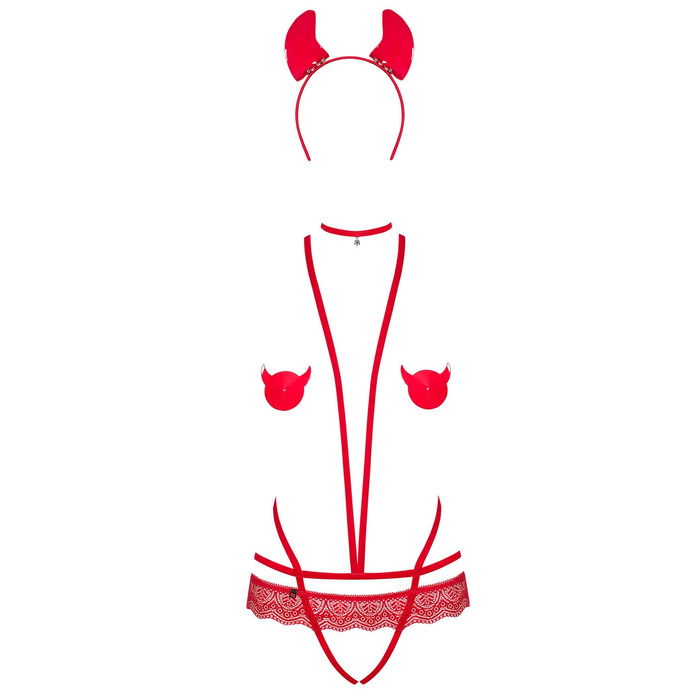 Костюм дияволиці Obsessive Evilia red L/XL 4 предмети