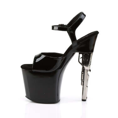 Босоножки Bondgirl-709 *7 1/2 дюйма с ремешком на щиколотке и каблуком-пистолетом на платформе, черные