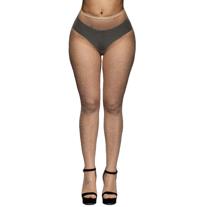 Колготки в сеточку со стразами Star Night телесного цвета XS-M
