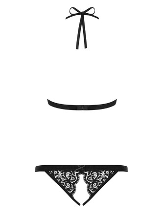 Боди Obsessive Black Pepper, кружевное, с открытым доступом, черное, S/M