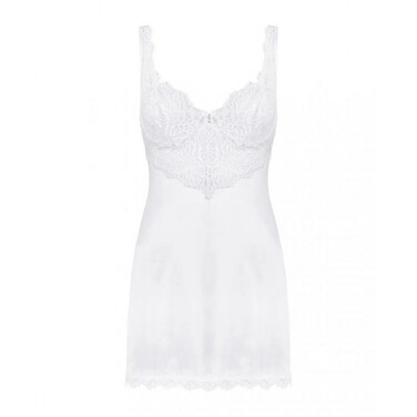 Пеньюар Obsessive Amor Blanco мереживний, з трусиками в комплекті, білий, L/XL