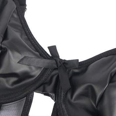 Боди из искусственной кожи Star Night, с гартером, черное, M