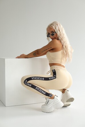 ЛЕГІНСИ BEIGE LEGGINGS WITH CUSTOM ELASTIC