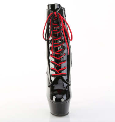 Чоботи Kiss-1020-1 **6-дюймові туфлі на шпильці, шнурівка, до щиколотки, з блискавкою збоку, чорні