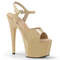 Босоножки Pleaser Adore-709, каблук 7 дюймов, ремешок на щиколотке шириной 2 3/4 дюйма, бежевый