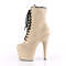 Ботинки Pleaser Adore-1020FS *Каблук 7 дюймов, ботильоны с PF шнуровкой 2 3/4 дюйма, молния сбоку, бежевая искусственная замша