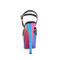 Босоніжки Pleaser Adore-709RC-02 *7 дюймів на підборах, хромовані босоніжки з ремінцем на щиколотці 2 3/4 дюйма, чорні, веганська шкіра/різнокольорові