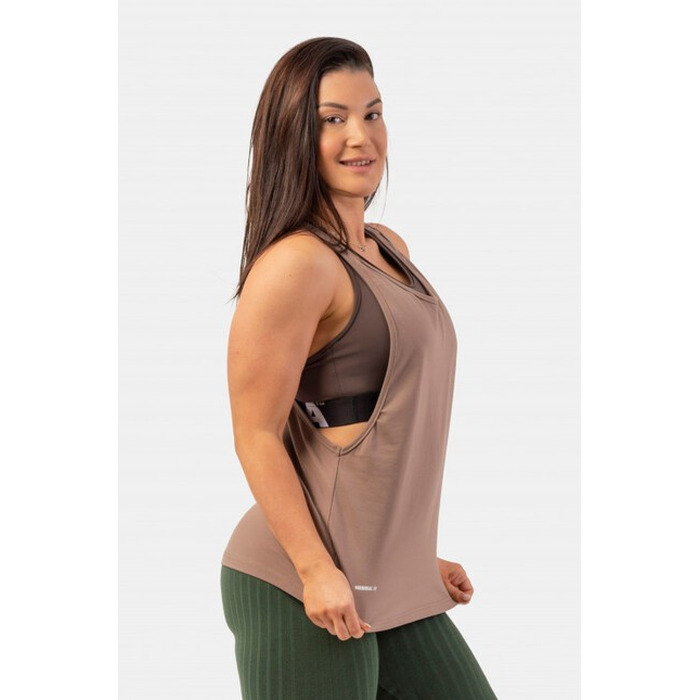 Майка Sleeveless Loose Cross Back Tank Top 'Feeling Good' Brown 419