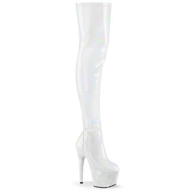 Сапоги Bejeweled-3000-7, каблук 7 дюймов, эластичные, 2 3/4 дюйма, с армейским ремешком, боковая молния, белые