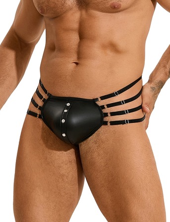 Стринги мужские черные STAR Night с регулирующими резинками по бокам, L