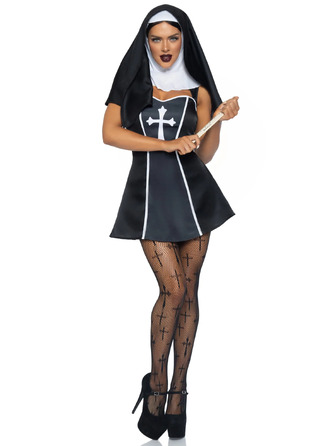 Костюм монашки Leg Avenue, М, Naughty Nun 2 предмета, черный