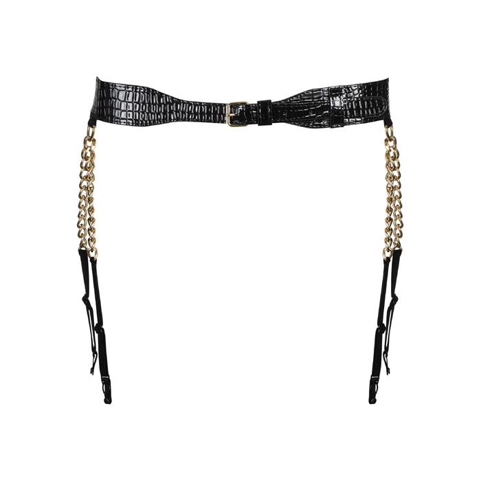 Пояс для панчох з екошкіри Obsessive A767 S/M/L Чорний