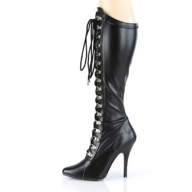 Сапоги Seduce-2024, 5 дюймов, D-образное кольцо, эластичные, до колена, BT, боковая молния, чёрная искусственная кожа