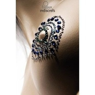 Прикраси для грудей та бікіні зі стразами Bijoux Indiscrets Flamboyant смарагдово-блакитний