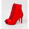 Професійні хілси з натуральної шкіри Premier, червоні замшеві, з язичком — взуття для сучасних танців High Heels (хай хілс), ботильйони з відкритим носком та шнурівкою., Червоний натуральна шкіра, З язичком