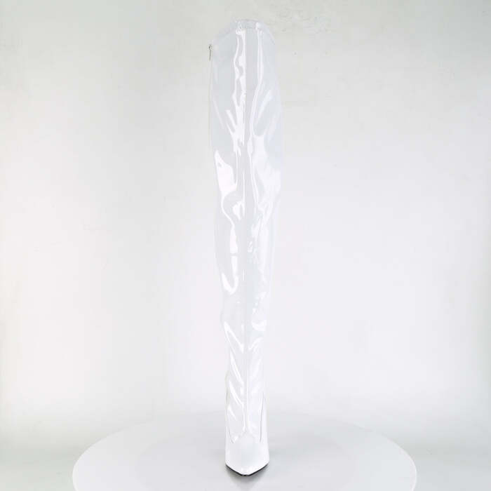 Сапоги-ботфорты Seduce-3000, 12 см, однотонные, эластичные, белые