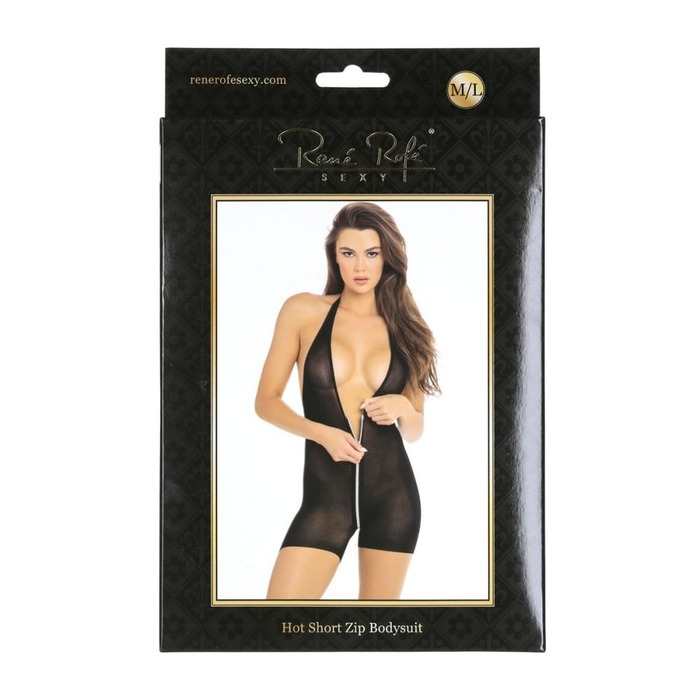 Боді блискавка Rene Rofe Hot Short Zip Bodysuit, чорний, S/М