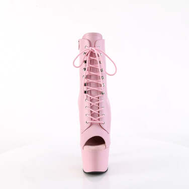 Ботинки Adore-1021, каблук 7 дюймов, высота 2 3/4 дюйма, открытый носок, шнуровка, боковая молния, розовые