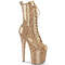 Ботинки Pleaser Flamingo-1040GP *8 дюймов, каблук, 4 дюйма, шнуровка спереди, боковая молния, золото