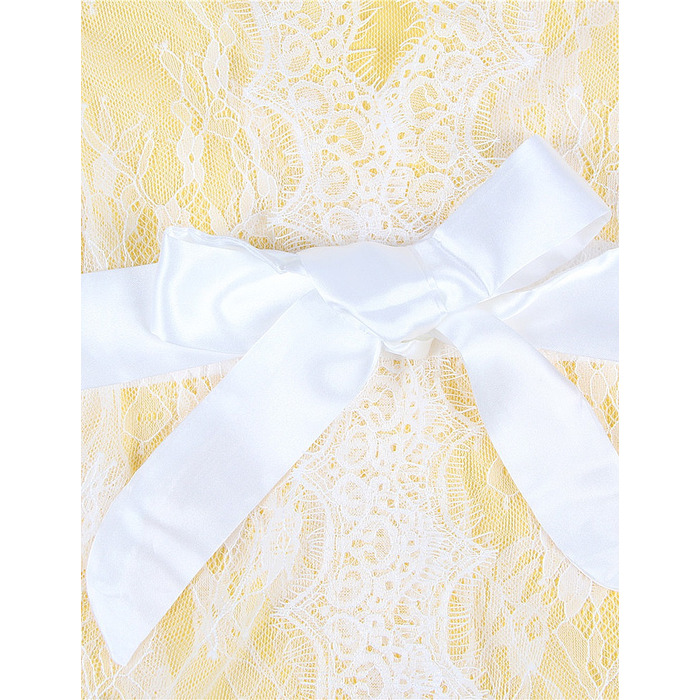Кружевной халат Star Night с поясом и стрингами, белый, XS-S