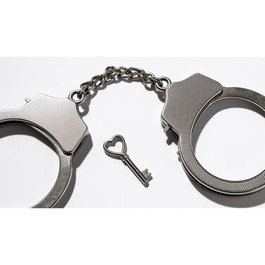 Металеві наручники DS Fetish з ланцюжком для рольових ігор, сріблясті