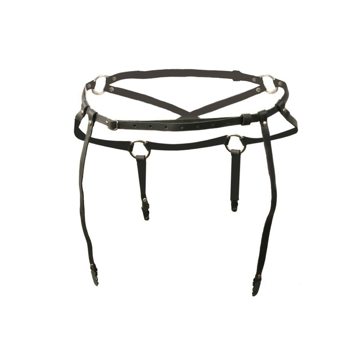 Пояс для чулок One Size S4, натуральная кожа, черный