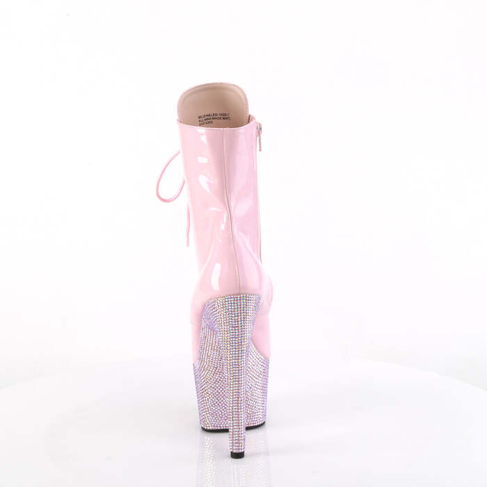 Чоботи Bejeweled-1020-7 *7 дюймів на підборах, 2 3/4 дюйма з передньою шнурівкою та блискавкою збоку, ніжно-рожеві