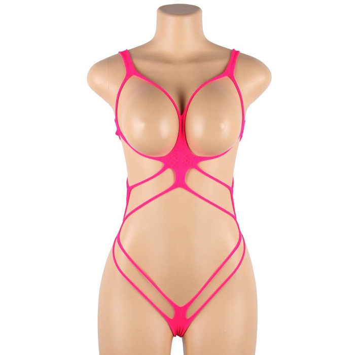 Бодистокинг в крупную сетку Star Night с открытым бюстом и доступом, черный (без коробки)