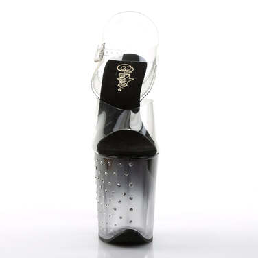 Босоніжки Stardust-808T на підборах 8 дюймів, босоніжки з ремінцем на щиколотці 4 дюйми з шипами RS, чорні/прозорі