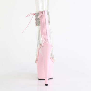 Босоніжки Adore-727RS на підборах 7 дюймів, босоніжки з манжетою на щиколотці 2 3/4 дюйма з RS, блискавка ззаду, прозорі/ніжно-рожеві