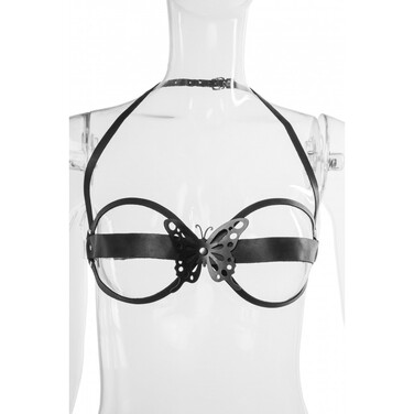 Бюстгалтер c бабочкой Candy Hero 'LB-1', экокожа, ручная работа, красный