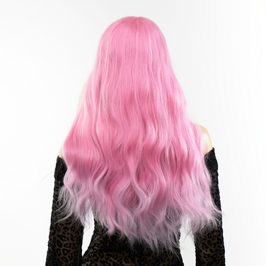 Перука довга хвиляста з чубчиком Fetish Hair рожевий, 60 см