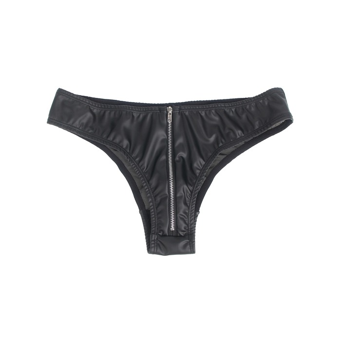 Труси на блискавці StarNight з екошкіри, чорні, L