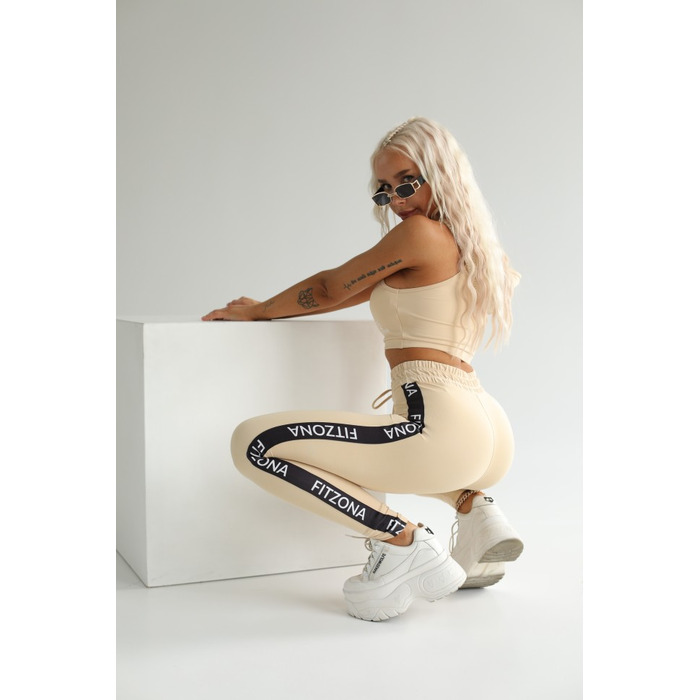 ЛЕГІНСИ BEIGE LEGGINGS WITH CUSTOM ELASTIC