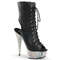 Ботинки Pleaser Bejeweled-1016-6, каблук 6 дюймов, PF 3/4 дюйма, открытый носок/пятка, шнуровка, wRS, черная искусственная кожа/серебристый