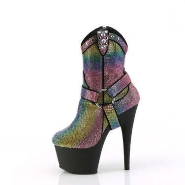 Ботильоны Adore-1029RS *Каблук 7 дюймов, высота 2 3/4 дюйма, декорированная подошва PF RS, молния сбоку, разноцветный/черный