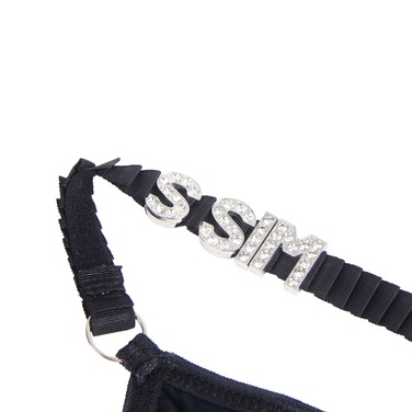 Чорні сексуальні трусики стрінги Star Night зі стразами, L