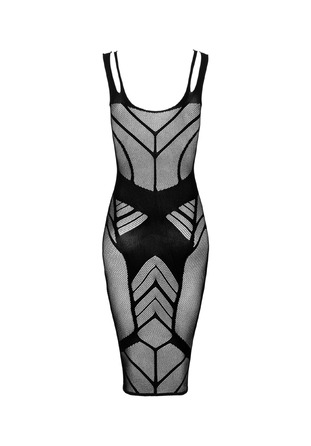 Платье черное Obsessive D609 с геометрическими узорами, S/M/L