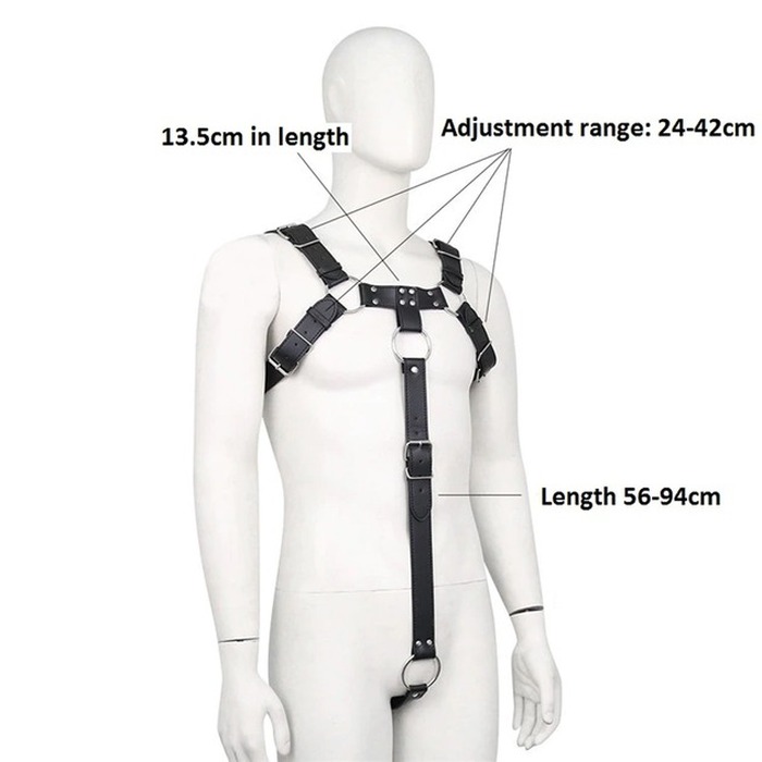 Сбруя мужская с кольцом на пенис РТ3 черная (Кожа)