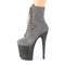 Ботинки Pleaser Flamingo-1020FST *Каблук 8 дюймов, тонированный PF, шнуровка спереди 4 дюйма, боковая молния, серые
