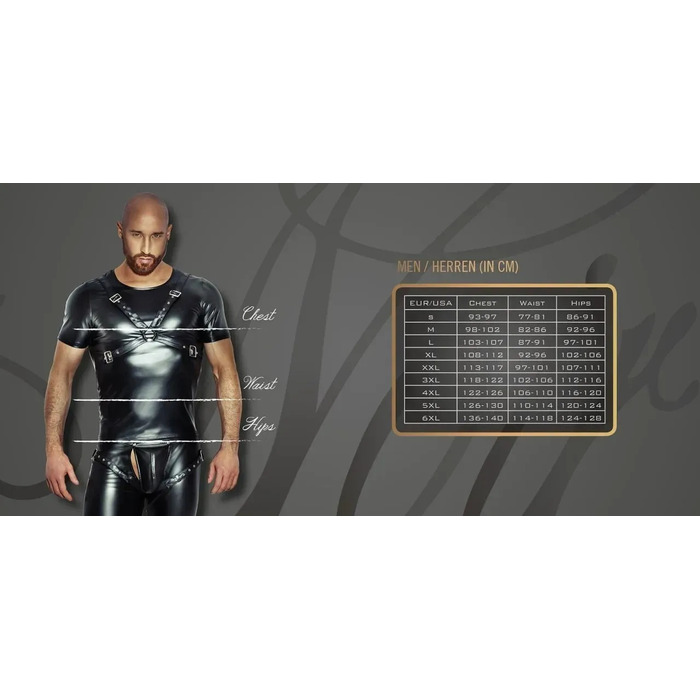 Рубашка мужская на заклепках Noir Handmade H011 виниловая черная, S