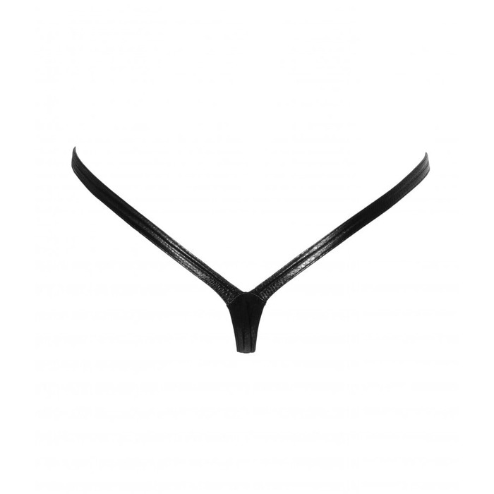 Сексуальні вінілові стрінги зі зміїним тисненням M P009 Noir Handmade, чорні