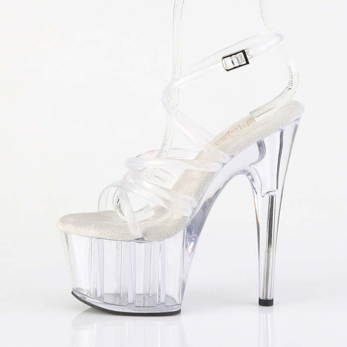 Босоніжки Adore-706 на підборах 7 дюймів, босоніжки з перехресним ремінцем на щиколотці 2 3/4 дюйма, прозорі/прозорі
