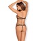 Боди контурное Obsessive Darkie из ажурных лент с металлическими кольцами, черный, L/XL