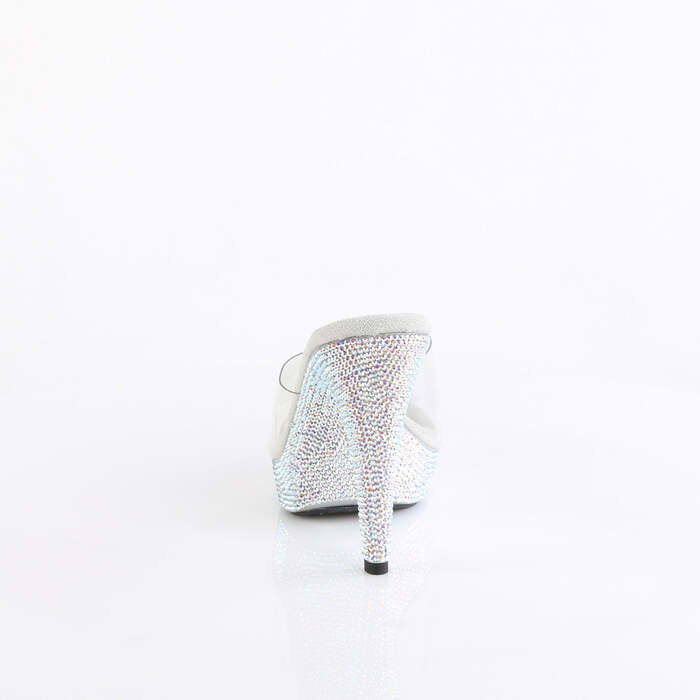 Шльопанці Cocktail-501DM, каблук 5 дюймів, шльопанці 1 дюйм, прозорі/сріблясті