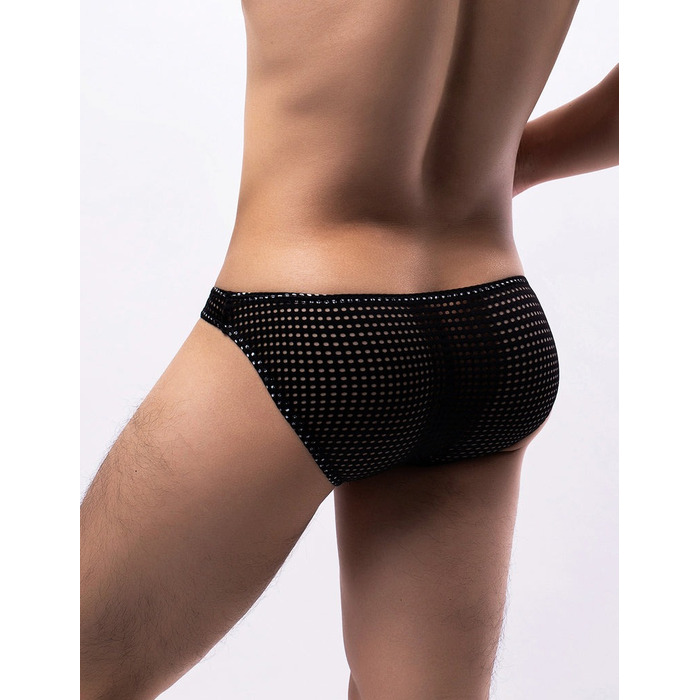 Дышащие сетчатые сексуальные мужские трусы Star Night черные, M