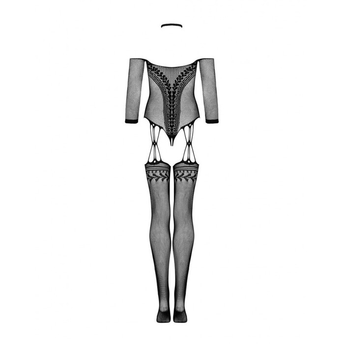 Комбінезон сітка з імітацією панчох Obsessive G333 чорний, S/M/L