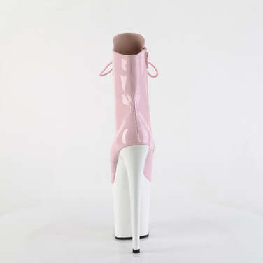 Чоботи Flamingo-1020 *8 дюймів на підборах, 4 дюйми на шнурівці спереду, блискавка збоку, ніжно-рожеві/білі