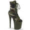Чоботи Pleaser Flamingo-1020CAMO *8-дюймовий каблук, 4-дюймові черевики на шнурівці з PF, блискавка збоку, зелені